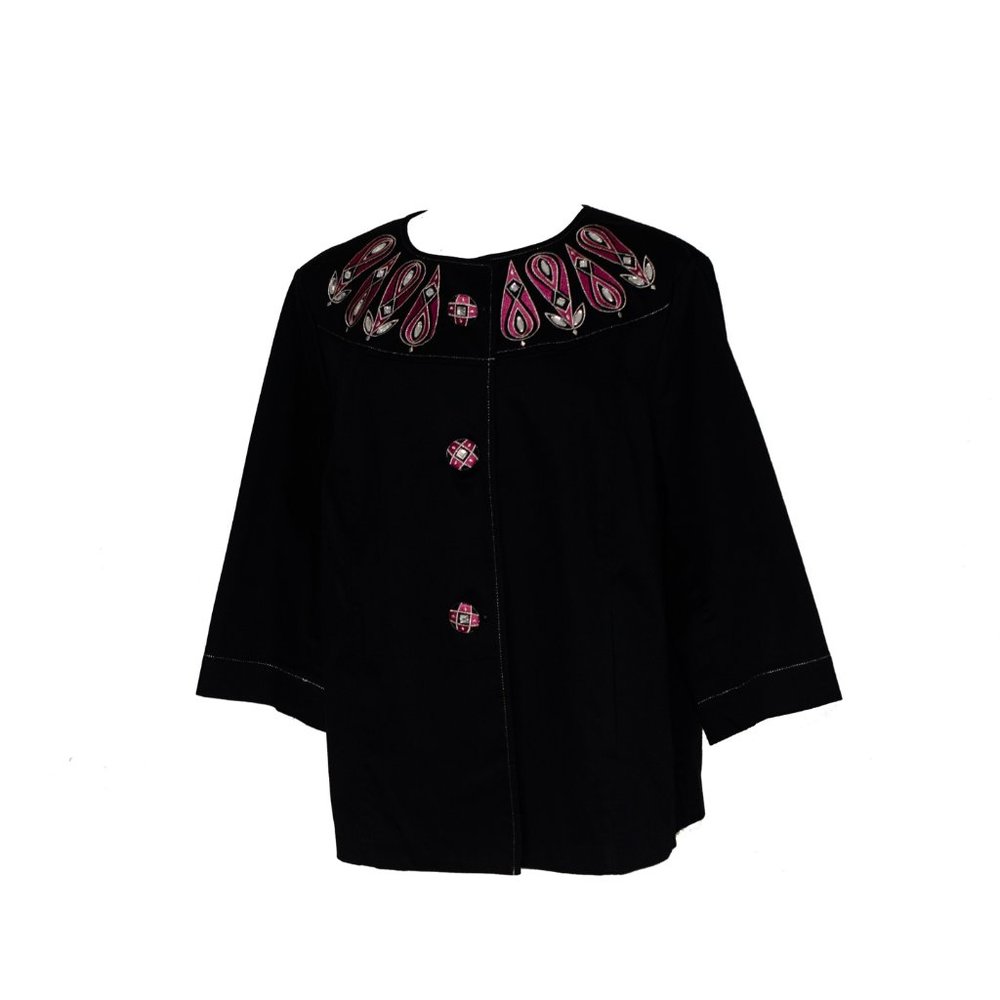 Bob Mackie Wearable Art Black Pink Jeweled Embroidered Jacket